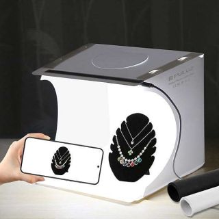 "Buy PULUZ Mini Light Box: 9" Portable Photo Studio with 20 LED & 2 Backdrops for Perfect Product Photography"