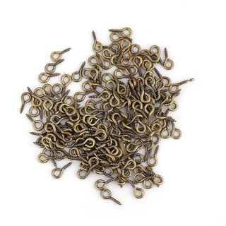 Pack of 200 Mini Eye Pins Hooks Eyelets Screw Hooks Threaded Bails Findings for Jewelry Pendant Making(Bronze)