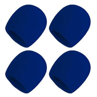 Performance Plus Deluxe Foam Ball Style Mic Microphone Windscreen 4 Pack | Blue (WS-4 BL)