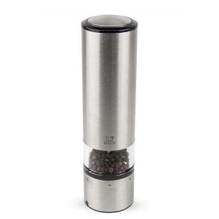 Peugeot - Elis Sense u'Select Electric Pepper Mill - Adjustable Grinder, Battery Powered - Blue LED Light, Stainless Steel, 8-inches