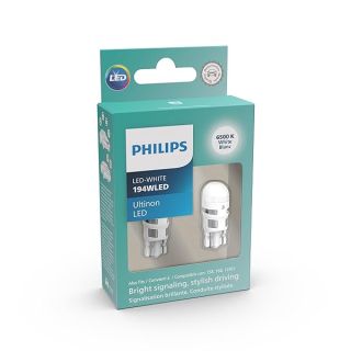 Philips 194WLED Ultinon LED Bulb (White), 2 Count (Pack of 1)