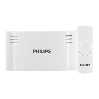 Philips Wireless Doorbell Kit: Battery-Operated, 150 Ft Range, 2 Melodies, 4 Volume Levels - DES1120W/27