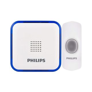 Philips Wireless Doorbell Kit: Battery-Operated, LED Alerts, 32 Melodies, 150 Ft Range - DES3140W/28