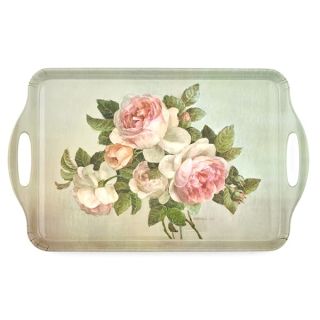 Pimpernel Antique Roses Collection Large Handled Tray | Serving Tray for Lunch, Coffee, or Breakfast | Made of Melamine for Indoor and Outdoor use | Measures 18.9" x 11.6" | Dishwasher Safe