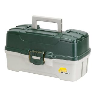 Plano 3-Tray Tackle Box with Dual Top Access, Dark Green Metallic/Off White, Premium Tackle Storage