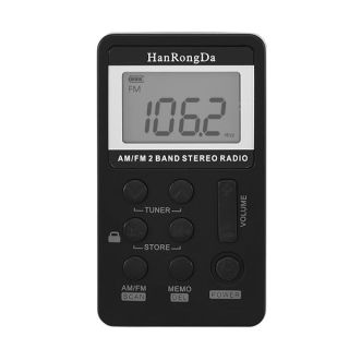 Pocket AM FM 2 Band Radio, Mini DSP Digital Tuning Receiver with Earphone and Rechargeable Battery for Walk World Universal FM 64-108MHz AM522-1620KHz