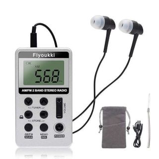 Flyoukki Pocket Small Radio: Best Portable AM/FM Transistor for Jogging with Earphones & Rechargeable Battery