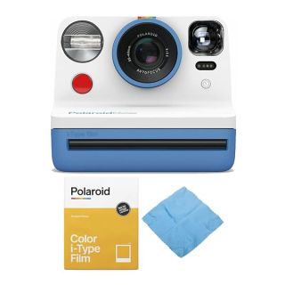 Polaroid Originals Now Viewfinder i-Type Instant Camera Bundle (Blue) with Film & Cleaning Cloth - Capture Memories Instantly!