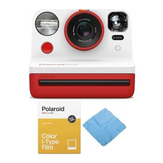 Polaroid Originals Now Viewfinder i-Type Instant Camera Bundle (Red) with Film & Cleaning Cloth - Perfect for Instant Photography!