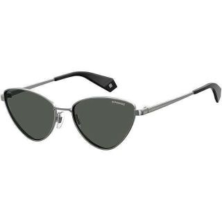 Polaroid Sunglasses Women's PLD 6071/S/X Cat Eye Sunglasses, Ruthenium/Polarized Gray, 56mm, 17mm