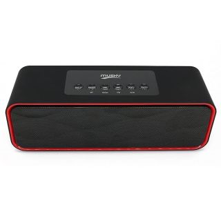 Portable Bluetooth Stereo Speaker, with 2x5W Acoustic Drivers, Dual Subwoofer, FM Radio, Handsfree Speakerphone, Slots for Micro SD Card, USB and AUX-in, for Smart Phone, MP3, MP4, iPad, Tablet