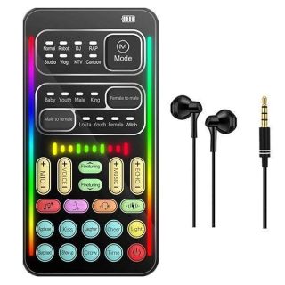 Portable Voice Changer i9 Live Sound Card - Cool Lights Modulator for PS4/PS5/Xbox/PC/Phone with Adjustable Voice Effects