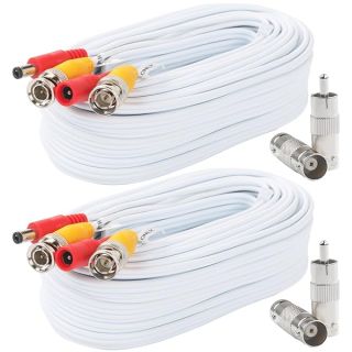 Postta BNC Video Power Cable (2 Pack 50 Feet) Video Security Camera Cable Wire with Four Connectors for CCTV DVR Surveillance System