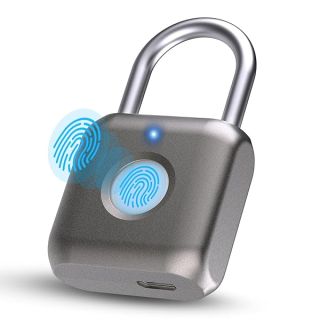 Secure Your Belongings: Pothunder Biometric Fingerprint Smart Padlock - Waterproof, USB Rechargeable for Gym, School, Luggage & More