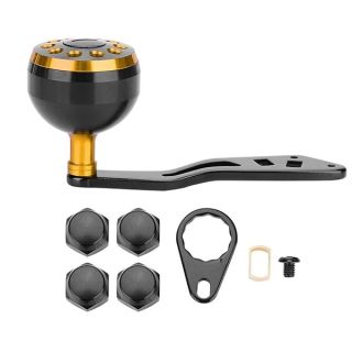 Power Handle for Reel,Knob Power Handle Grip,Fishing Reel Handle CNC Knob with Fittings Replacement Parts Accessory (Black+Gold) Baitcasting Reel Handle Replacement Conventional Reel Handle