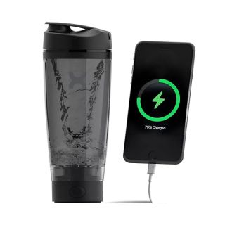 Promixx Charge Shaker Bottle - Device-charging Vortex Mixer with Supplement Storage, Easy-to-clean Tritan Cup (20oz | Black)