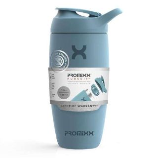 Promixx Pursuit Shaker Bottle Insulated Stainless Steel Water Bottle and Blender Cup, 18oz, Ocean Calm Blue