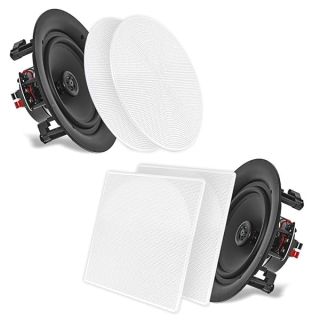 Pyle 8.0" Ceiling Wall Mount Speakers - Pair of 2-Way Full Range Sound Stereo Speaker Audio System Flush Design w/ Electronic Crossover Network 40Hz-20kHz Frequency Response & 250 Watts Peak - PDIC86