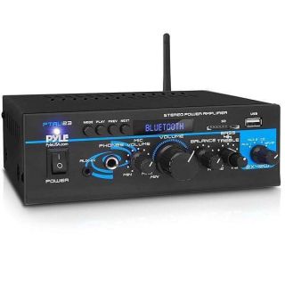 Powerful Pyle Home Audio Bluetooth Amplifier - 2X40W Mini Mixer for Home Theater & Studio Use