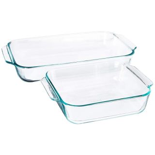 Pyrex 2Piece Basics Value Pack1-Basics 8"/2 dish1-Basics 3 Quart Oblong Bake Dish, 2.2, Clear