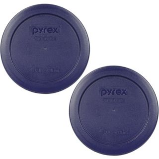 Pyrex 7200-PC 2 Cup Dark Blue Round Storage Lids - Original Genuine Pyrex Lids - 2 Pack