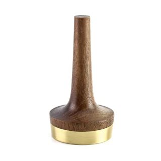 QWORK Wooden Ring Holder: Elegant Black Walnut Jewelry Display with Brass Stand - Perfect Wedding & Anniversary Gift