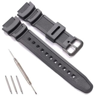 RCNZWQB Resin Watch Band for Casio AE-1200WH, AE-1300, W-800H & More - Waterproof Rubber Strap Accessories