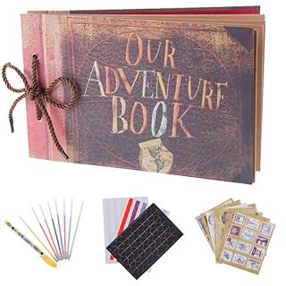 RECUTMS Our Adventure Book Scrapbook Pixar Up Handmade DIY Family Scrapbook Photo Album Expandable 11.6x7.5 Inches 80 Pages with Photo Album Storage Box DIY Accessories Kit Mothers Day Gifts