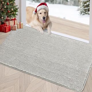 "REFETONE Indoor Doormat 20"x32" - Absorbent, Non-Slip, Washable Entryway Mat for Dogs - Grey Dirt & Mud Resistant"