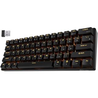 RK ROYAL KLUDGE RK61 Wireless 60% Triple Mode Mechanical Keyboard, 61 Keys Bluetooth Mechanical Keyboard, Compact Gaming Keyboard with Programmable Software (Hot-Swappable Red Switch, Black)