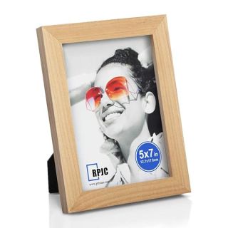 RPJC 5x7 inch Picture Frames Made of Solid Wood High Definition Glass for Table Top Display and Wall Mounting Photo Frame Natural