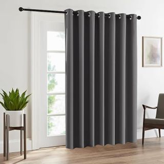 RYB HOME Blackout Curtains & Drapes - Total Privacy Thermal Efficiency Backdrop Curtains for Bedroom Room Divider Vertical Blind Living Room Patio Sliding Glass Door, Wide 100 x Long 84 inch, Grey