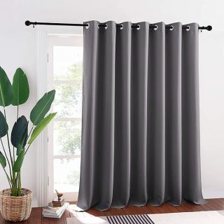 RYB HOME Blackout Patio Door Curtain - Window Treatment Curtain Shades Room Divider Curtain Thermal Insulated Vertical Blind Drapes for Sliding Glass Door Backdrop, Wide 100 x Long 95 inch, Grey