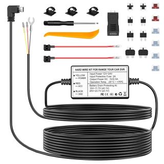 Range Tour Dash Cam Hardwire Kit: Mini USB 12V-24V to 5V Charger with 8 Adapters & 6 Fuses for Easy Installation