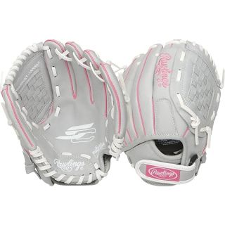 Rawlings Sure Catch Series Fastpitch Softball Glove, Pink/Grey/White, Right Hand Throw, 10 inch