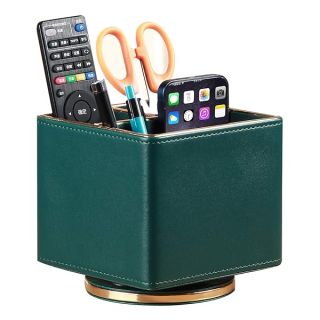 Stylish Remote Control Holder & Desk Organizer: Spinning Caddy for TV, Makeup, Office Supplies & More