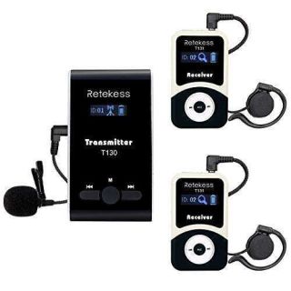 Retekess T130 Tour Guide System: High-Quality Sound, 99 Channels for Churches, Courts & Training - 1 Transmitter, 2 Receivers