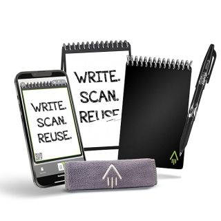 Rocketbook Smart Reusable Notebook, Mini Spiral Notebook, Infinity Black, (3.5" x 5.5")