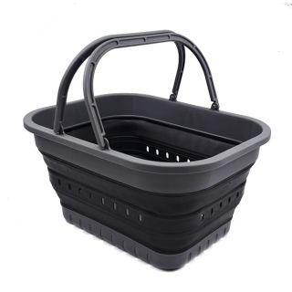 Buy SAMMART 19L Collapsible Tub - Portable Picnic Basket & Space-Saving Storage Container (Grey/Black)