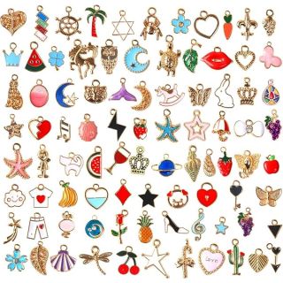 110pcs Gold Plated Enamel Pendants & Charms for Jewelry Making - SANNIX Necklace & Bracelet Supplies