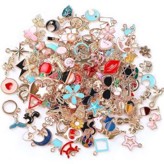 170Pcs SANNIX Gold Plated Enamel Charms for DIY Jewelry Making - Perfect for Necklaces & Bracelets