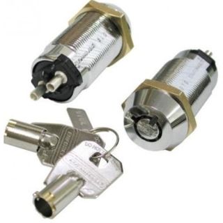 SECO-LARM SS-090-2H1 Tubular Key Lock Switch; Shunt ON/OFF 2 Terminals, SPST; Maintained ON-OFF, Key Removable From Both ON and OFF Positions; Rated 2 Amps @ 12VDC; N.O. Turn to Close