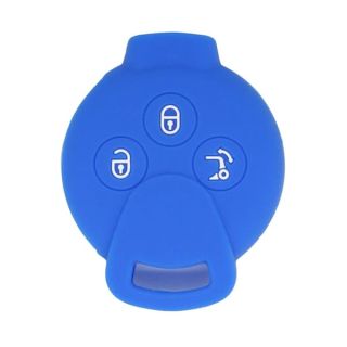 SEGADEN Silicone Cover Protector Case Holder Skin Jacket Compatible with Mercedes Benz Smart Fortwo 3 Button Remote Key Fob CV4953 Deep Blue