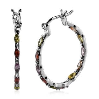 Shop LC Multi-Color Cubic Zirconia Yellow Inside Out Hoop Earrings - Perfect Christmas Gifts for Women