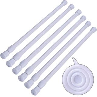 SIQUK 6 Pack Cupboard Bars Adjustable Spring Tension Rods White Refrigerator Bar Extendable Rod for DIY Projects, 15.7 to 28 Inches