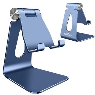 SKEJER Adjustable Cell Phone Stand, Phone Holder,Tablet Stand Dock,Aluminum Desktop Compatible with iPhone 12 iPad,Samsung Galaxy,Google All Smart Phone/Tablets Under 10 in-Pacific Blue