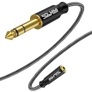 SOLMIMI 1/4 Headphone Adapter: 6.35mm Male to 3.5mm Female for Mixer, Guitar, Piano & More - Matte Black (30cm)