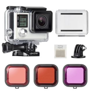 SOONSUN Waterproof Housing Case for GoPro Hero 3/4 - 40m Dive Case with Filters & Accessories