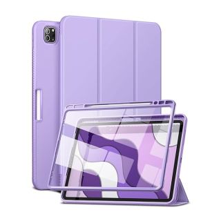 SURITCH for iPad Pro 6th/5th/4th/3rd Generation, iPad Pro 12.9 Case, [Built in Screen Protector] [Pencil Holder] Lightweight Leather Cover for iPad Pro 2022/2021/2020/2018-Purple