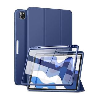 SURITCH for iPad Pro 6th/5th/4th/3rd Generation, iPad Pro 12.9 Case, [Built in Screen Protector] [Pencil Holder] Lightweight Leather Cover for iPad Pro 2022/2021/2020/2018-Blue